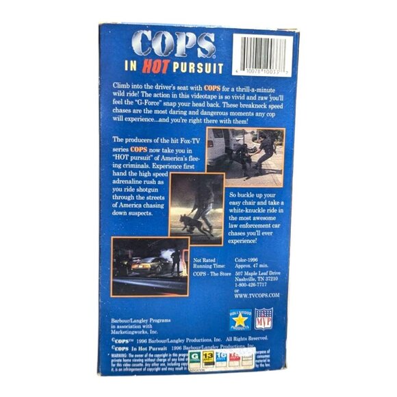 Cops - In Hot Pursuit (1996) VHS Tape - Police Crime Documentary - Tested Work - Picture 4 of 8